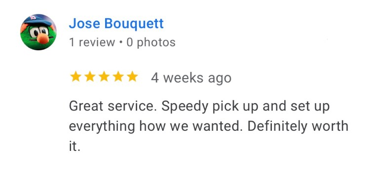 Lucky Mule Moving 5 star Google Review