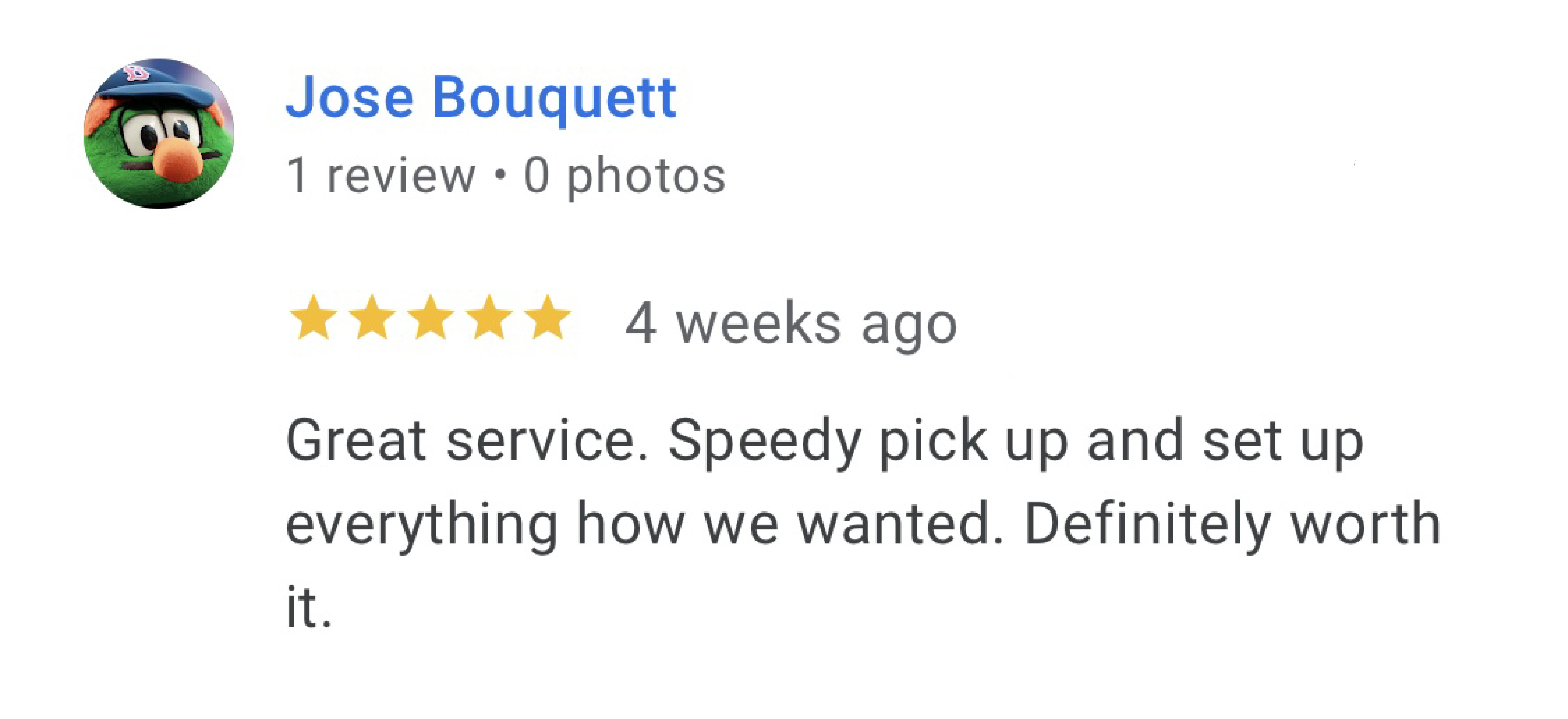 Lucky Mule Moving 5 star Google Review