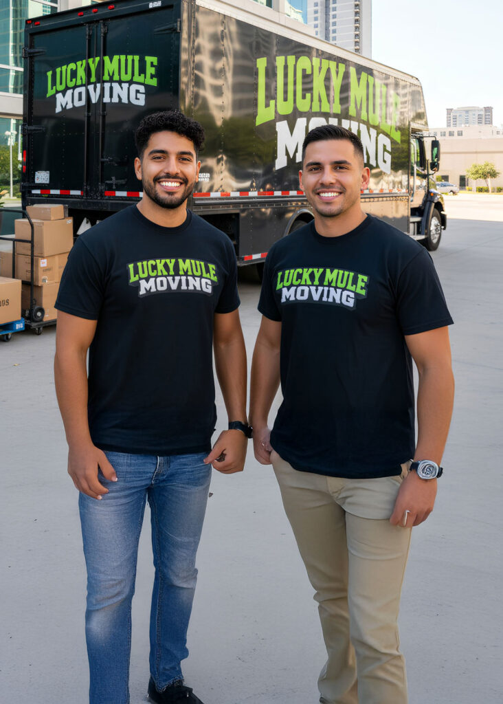 "Professional movers from Lucky Mule Moving relocating office furniture in San Antonio for a seamless transition."