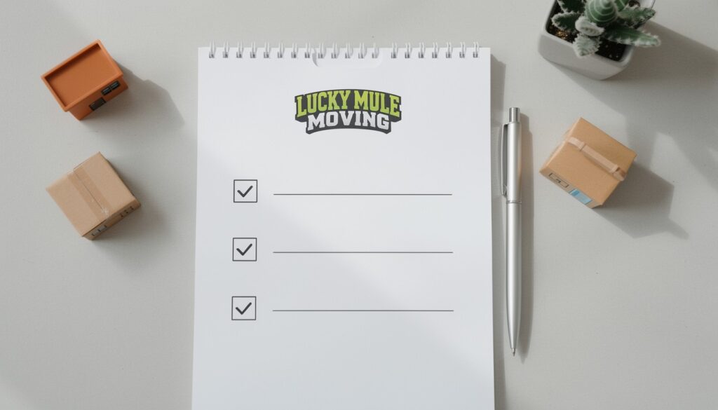 Checklist and household items showing how to choose the right packing level for packing services in San Antonio and Austin.