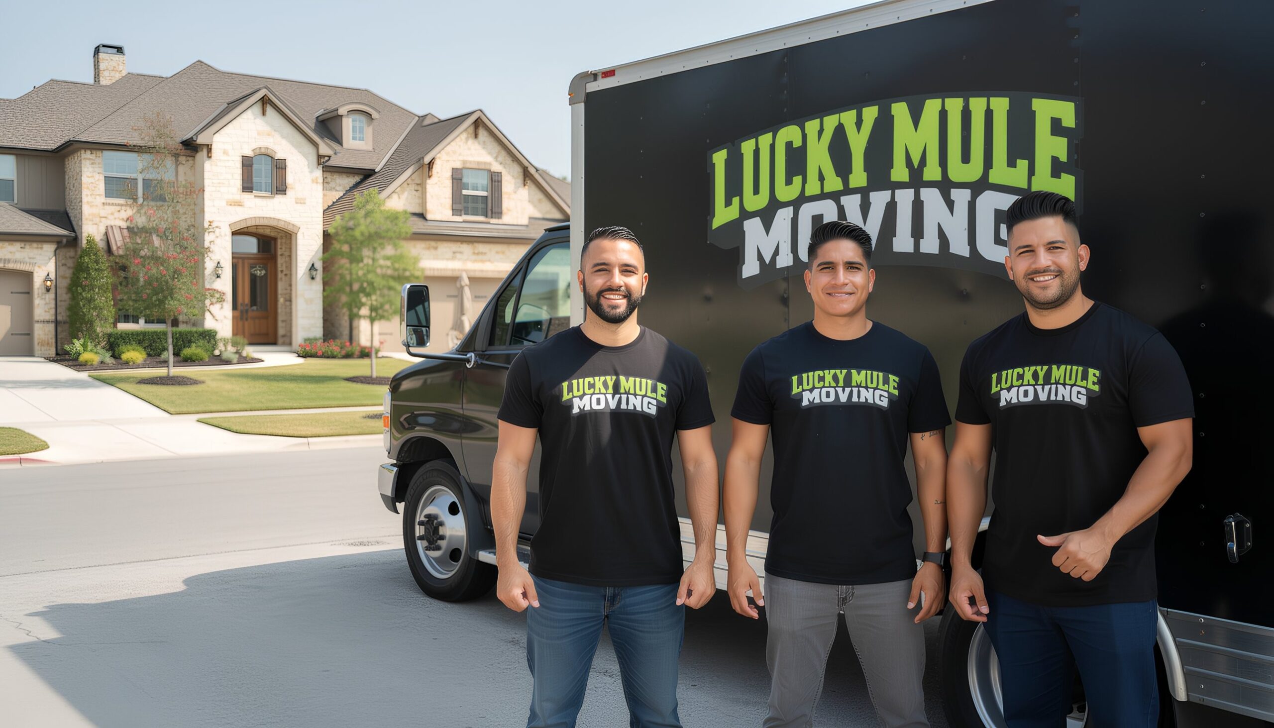 Friendly Lucky Mule Moving team in Bouldin Creek, Austin, ready to provide professional moving services.