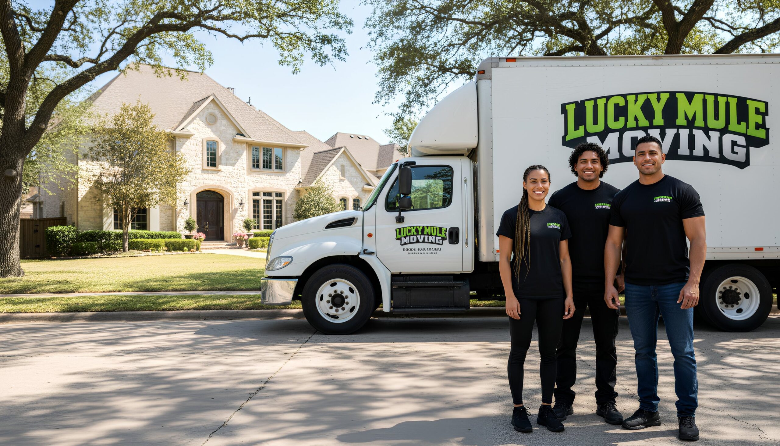 Friendly movers from Lucky Mule Moving in King William, San Antonio, ready to assist with your professional moving needs.