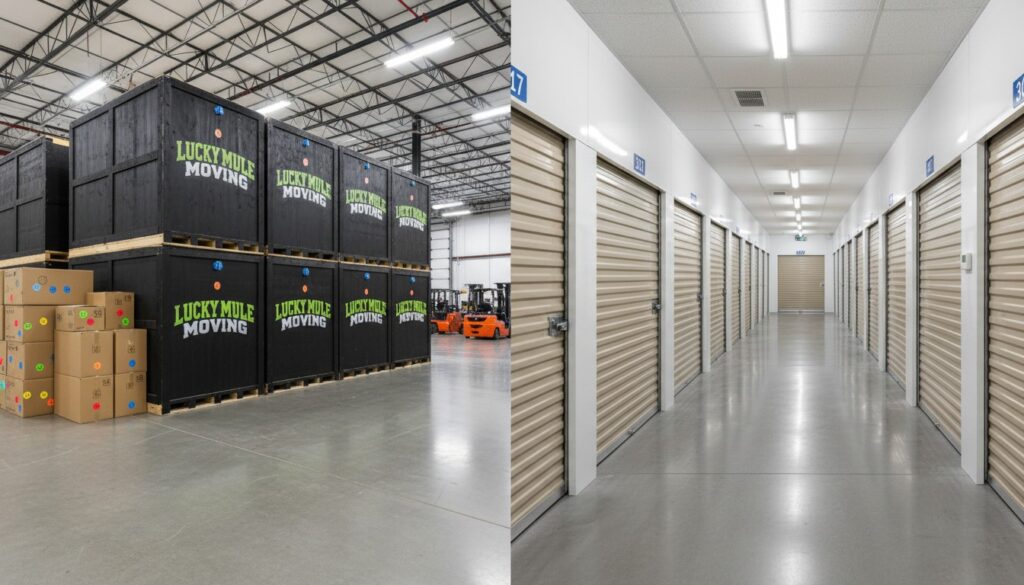 Visual comparison of managed storage versus partner storage options in San Antonio and Austin.