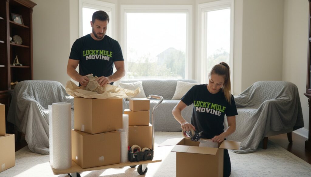 Professional movers from Lucky Mule Moving working in Allandale, Austin, TX for a smooth and efficient relocation.