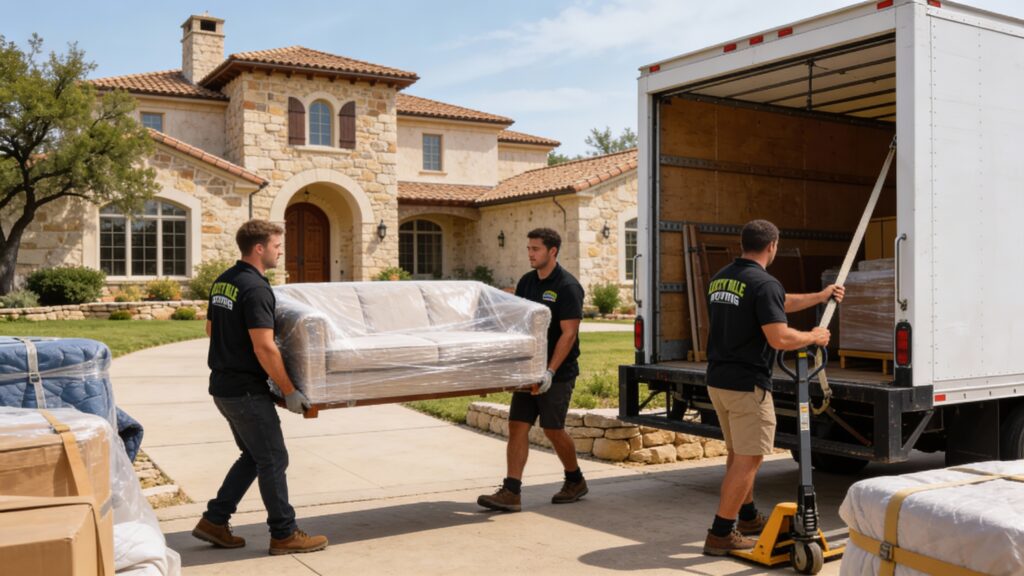Professional movers from Lucky Mule Moving in Bouldin Creek, Austin, TX ready to assist with your relocation needs.