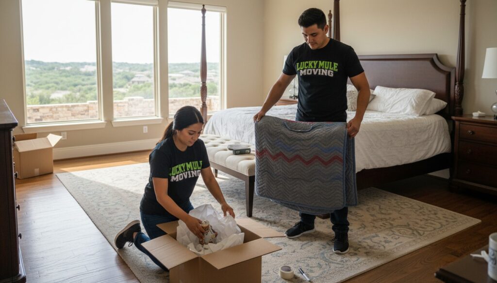 Professional movers from Lucky Mule Moving in Fair Oaks Ranch, TX, providing reliable moving services to the community.