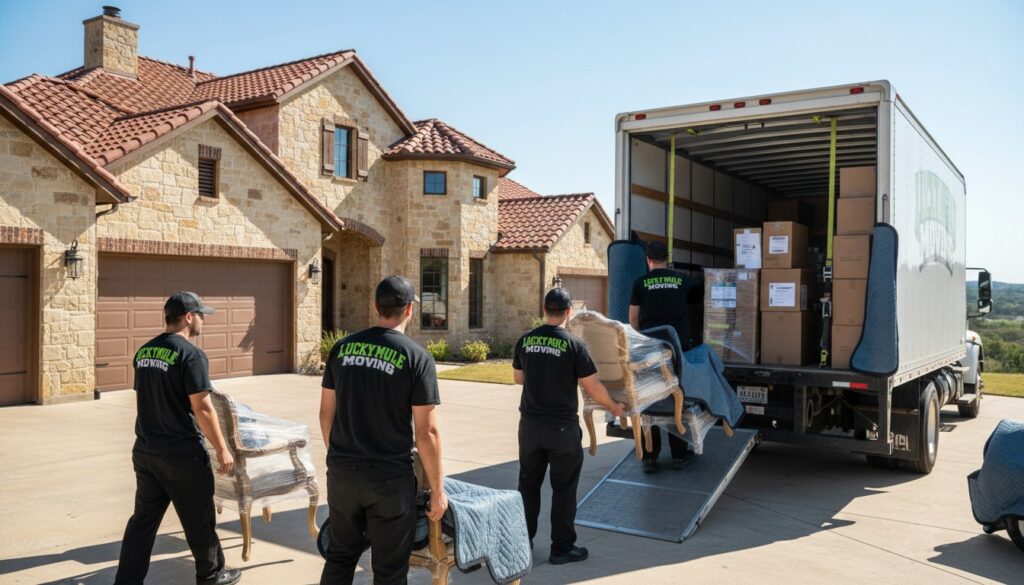 Professional movers from Lucky Mule Moving in Old Enfield, Austin, TX providing efficient moving services.