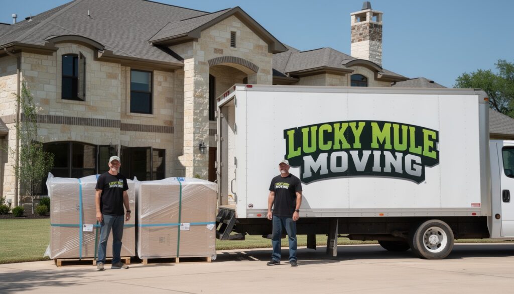 Professional movers from Lucky Mule Moving in Travis Heights, Austin, TX, providing efficient and reliable moving services.