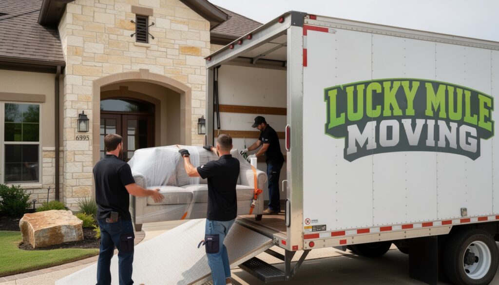 Professional movers from Lucky Mule Moving in West Lake Hills, TX, ready to assist with your moving needs.
