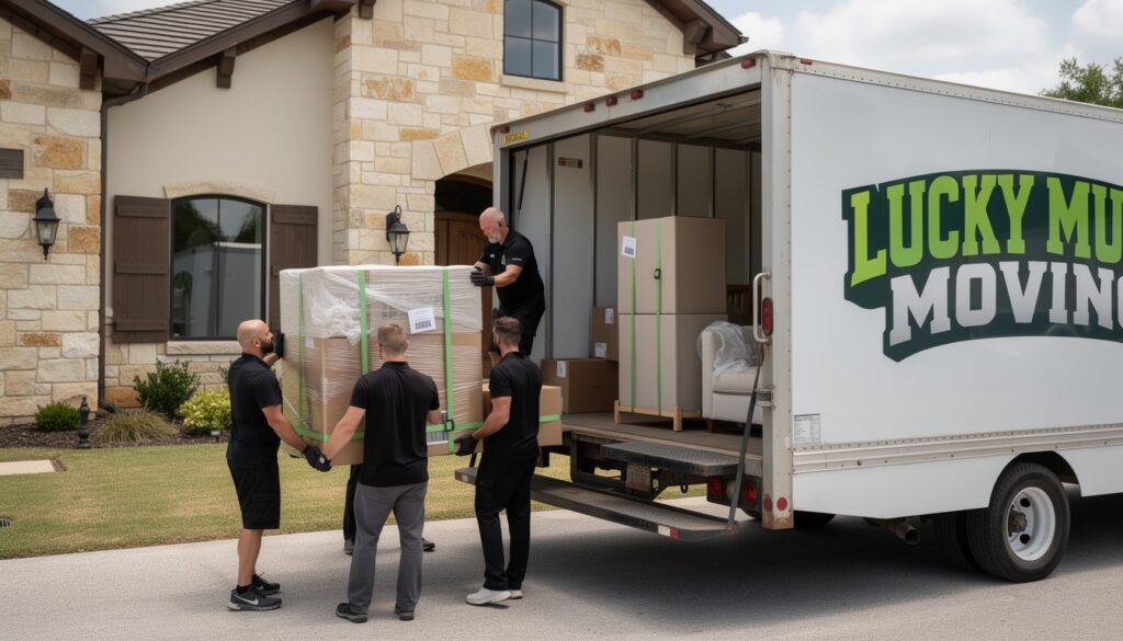 Professional movers from Lucky Mule Moving in Zilker, Austin, TX, ready to assist with your moving needs.