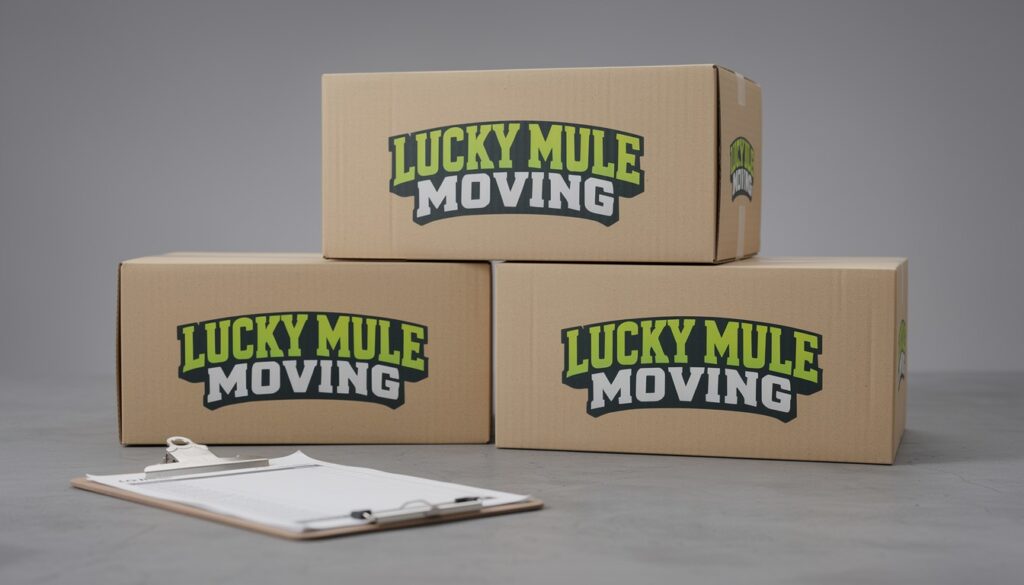 Staged moving boxes in a secure storage area illustrating storage-in-transit for long-distance moves from San Antonio and Austin.