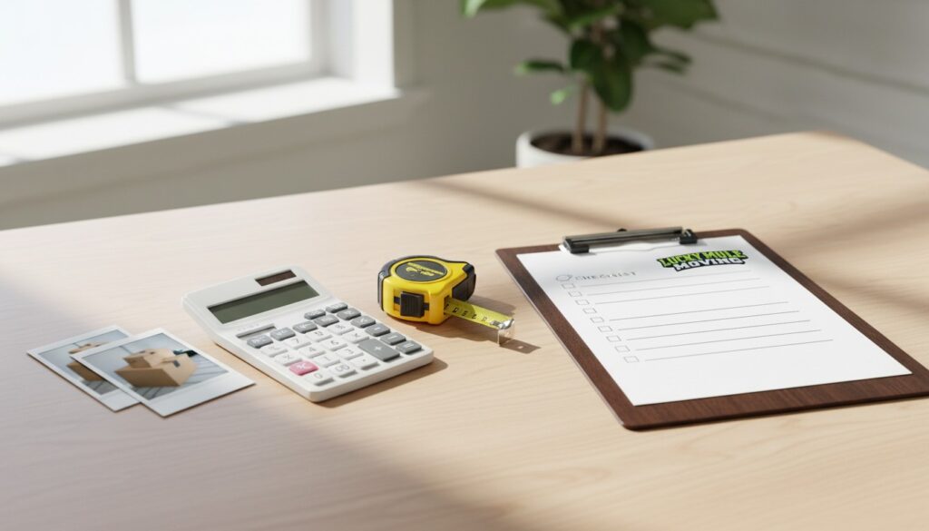 Calculator and checklist showing storage pricing factors for managed and partner storage in San Antonio and Austin.